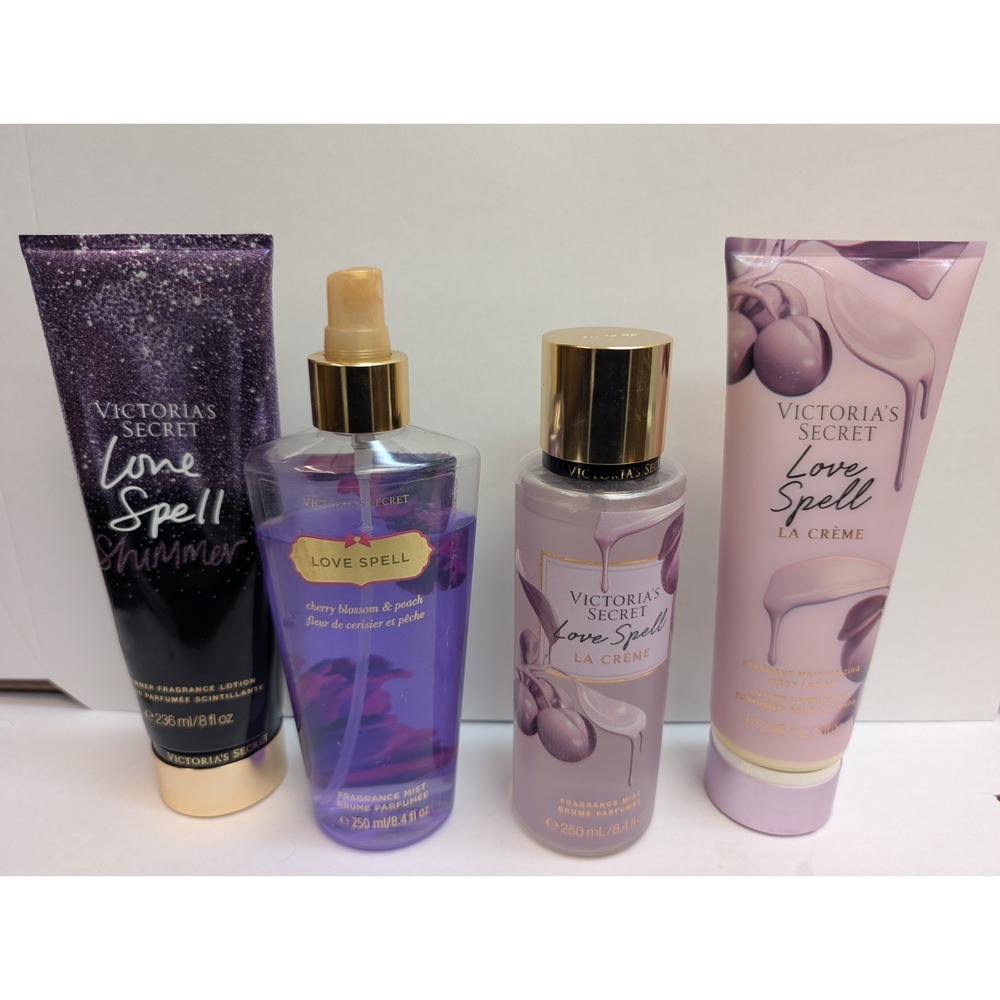 Victoria's Secret Love Spell La Creme Shimmer Mist Lotion 4pc Lot Discontinued